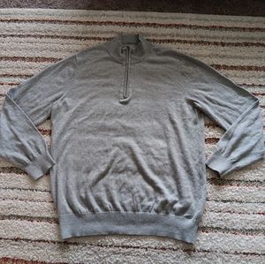LL Bean Mens Size L Gray Quarter Zip Up Sweater Long Sleeve Outdoor Casual